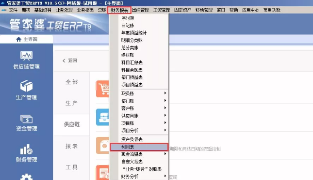 管家婆软件，管家婆利润表管理