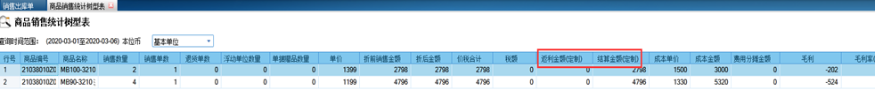 商品销售统计，客户销售统计增加返利和结算金额字段值