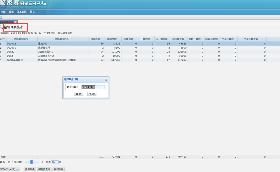销售统计报表增加销售开票统计—管家婆分销ERPV3/A8/V1
