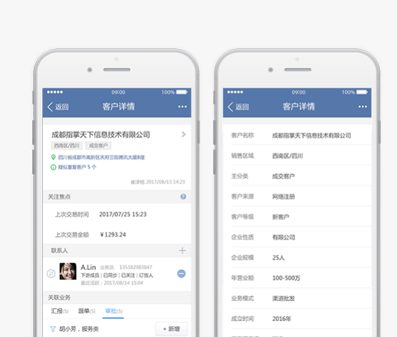 指掌天下互动CRM客户详情管理：不见面知道客户情况