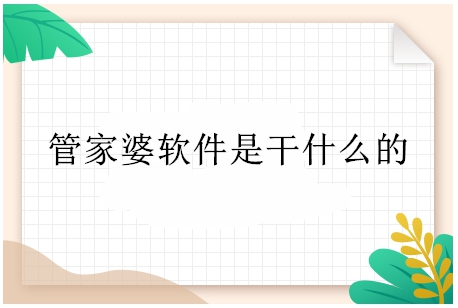 管家婆软件是干什么的